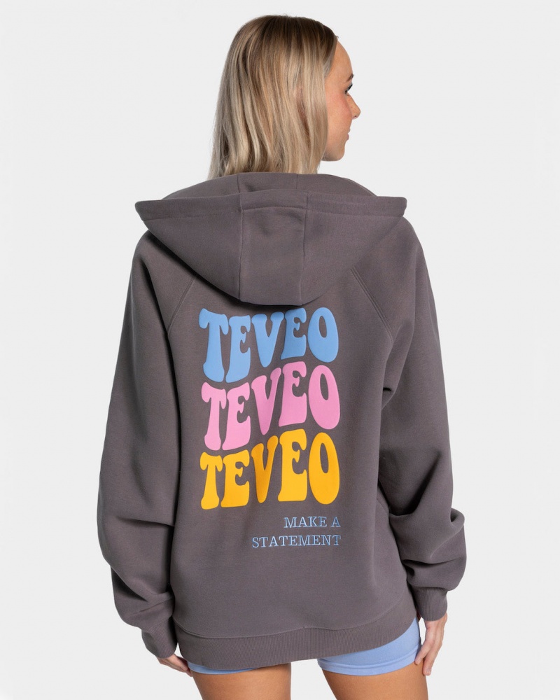 Black Grey Teveo Candy Oversized Women\'s Jacket | UK-ZUQB52391