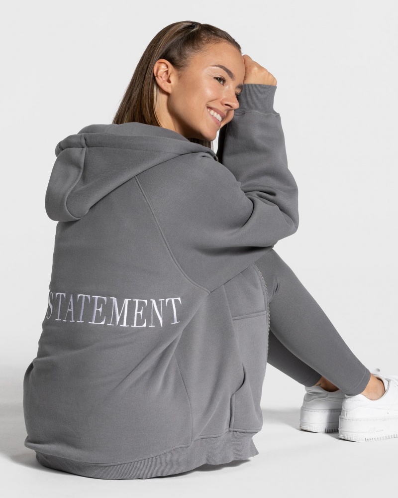 Black Grey Teveo Statement Oversized Women's Jacket | UK-PLKC41679