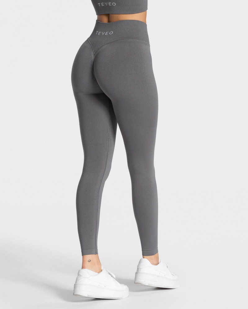 Black Grey Teveo Statement Scrunch Women's Leggings | UK-IQGV86245