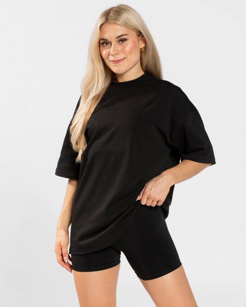 Black Teveo Candy Oversized Women's T-Shirt | UK-OBRT52937