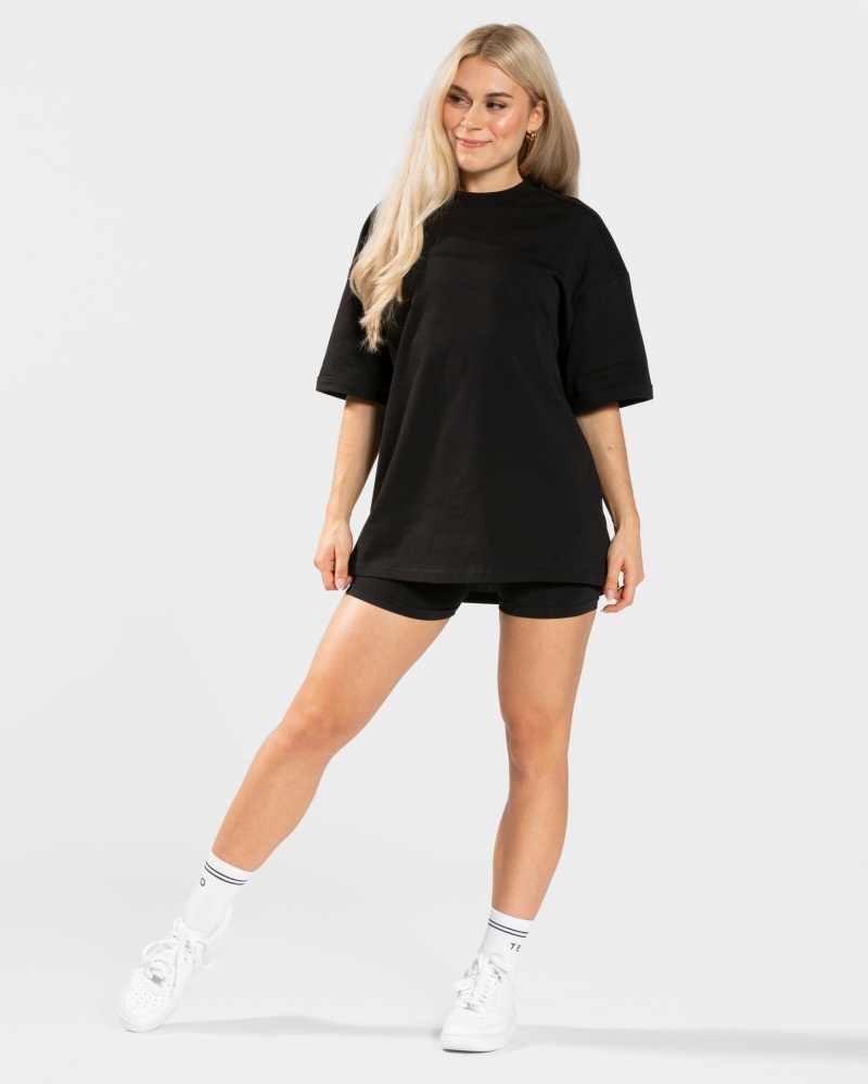 Black Teveo Candy Oversized Women's T-Shirt | UK-OBRT52937