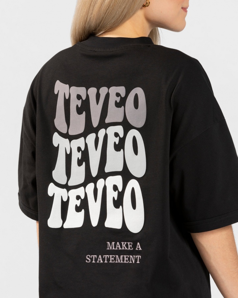 Black Teveo Candy Oversized Women's T-Shirt | UK-OBRT52937