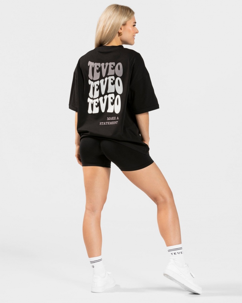 Black Teveo Candy Oversized Women's T-Shirt | UK-OBRT52937