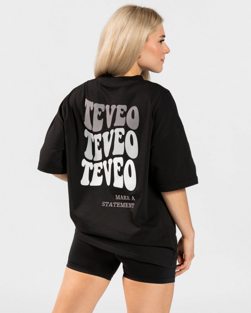 Black Teveo Candy Oversized Women\'s T-Shirt | UK-OBRT52937