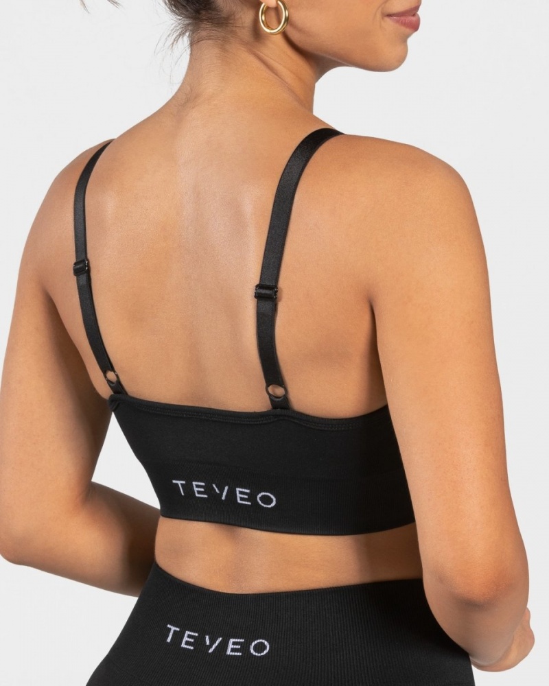 Black Teveo Charming Scrunch Women's Sports Bra | UK-DZKF13092