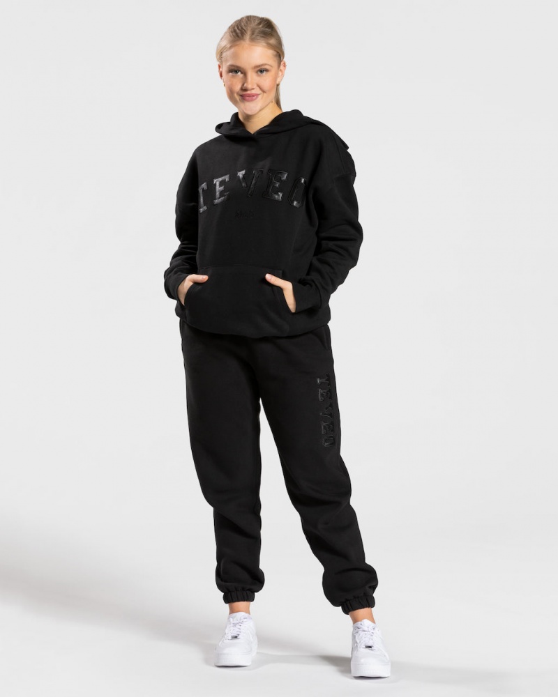 Black Teveo College Oversized Women's Hoodie | UK-LIMC46391