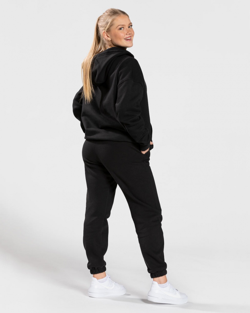 Black Teveo College Oversized Women's Hoodie | UK-LIMC46391