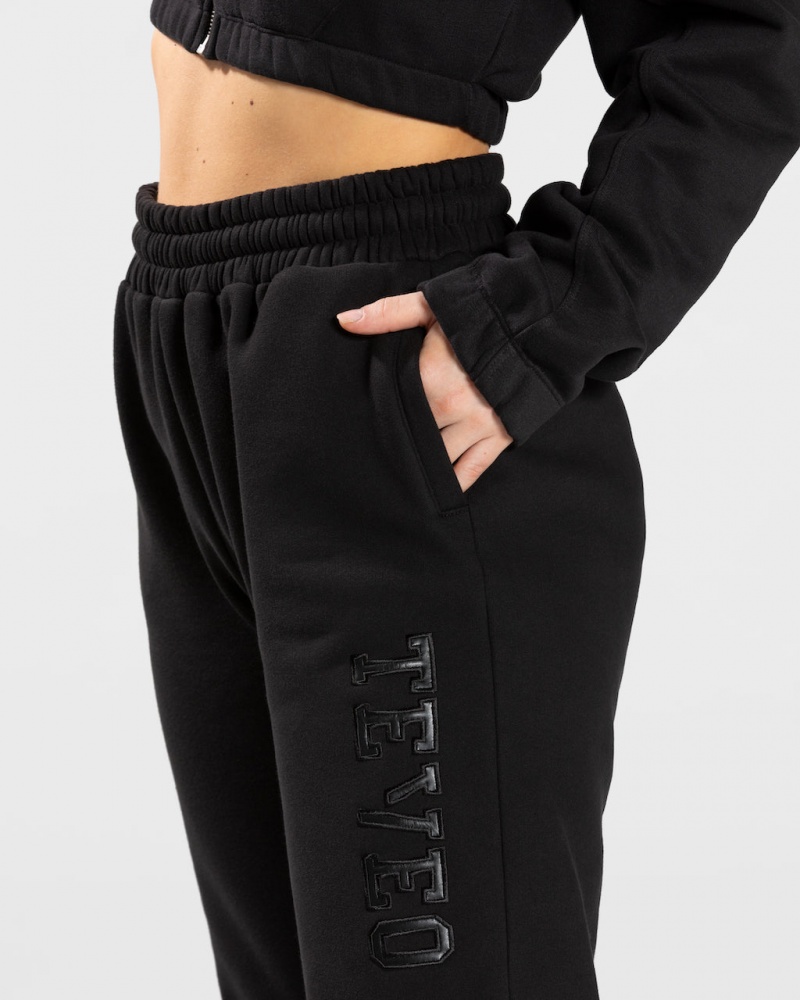 Black Teveo College Oversized Women's Leggings | UK-JWVZ18604