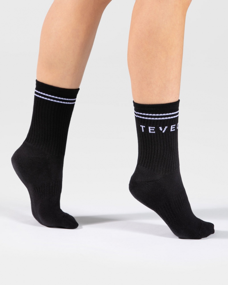 Black Teveo Crew (2pcs) Women\'s Socks | UK-QJMK91605