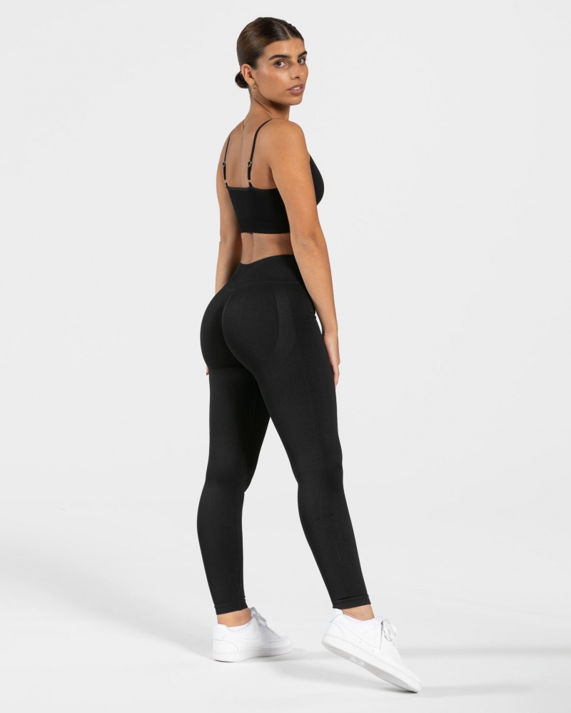 Black Teveo Elegant Scrunch Women's Leggings | UK-ILME83752