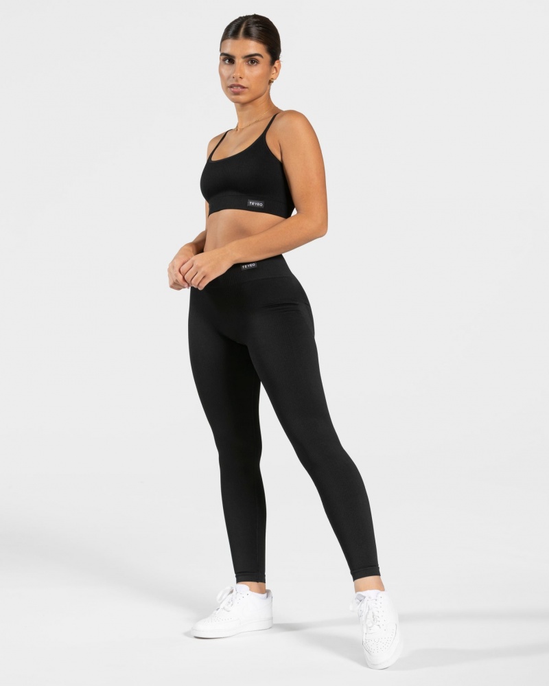 Black Teveo Elegant Scrunch Women's Leggings | UK-ILME83752