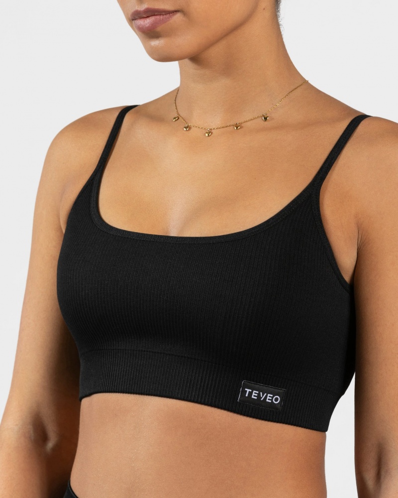 Black Teveo Elegant Women's Sports Bra | UK-TZUI98732