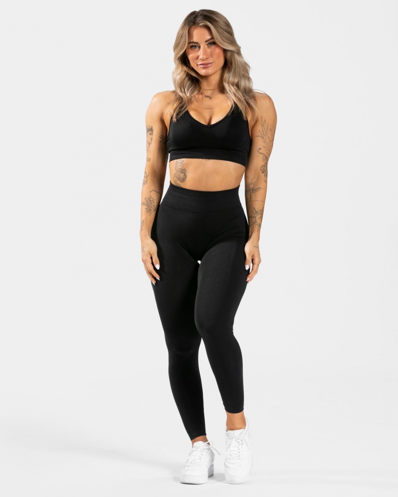 Black Teveo Everyday Support Women's Sports Bra | UK-VNFI06923