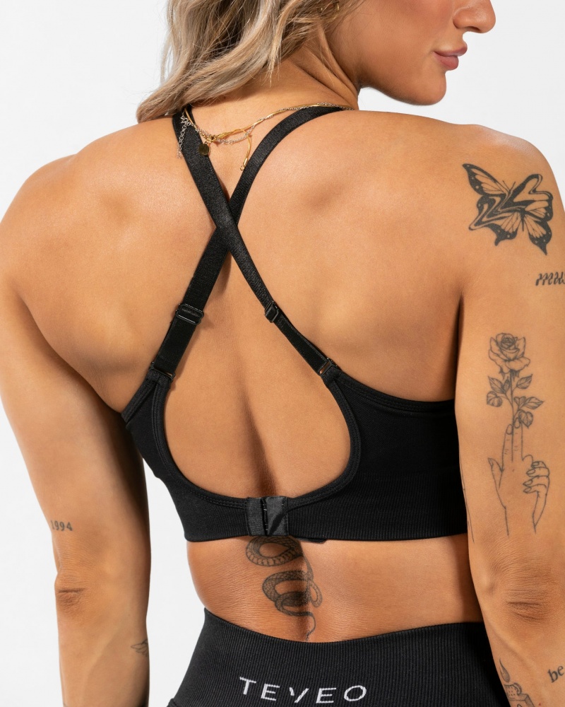 Black Teveo Everyday Support Women's Sports Bra | UK-VNFI06923