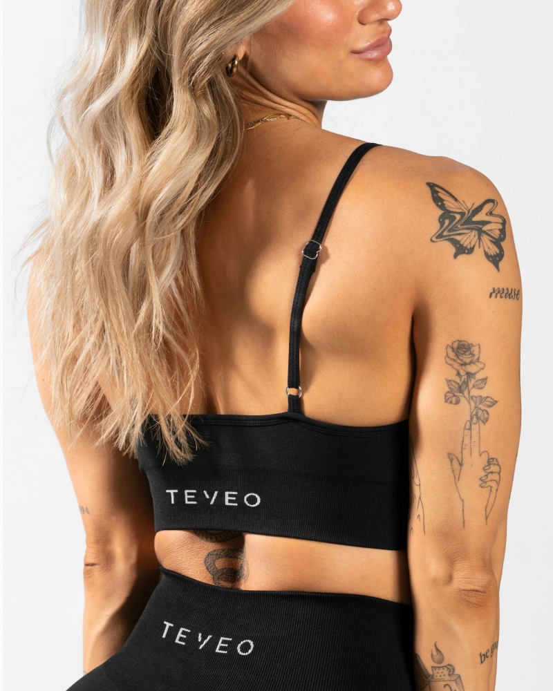 Black Teveo Evolution V2 Women's Sports Bra | UK-HVFM87259