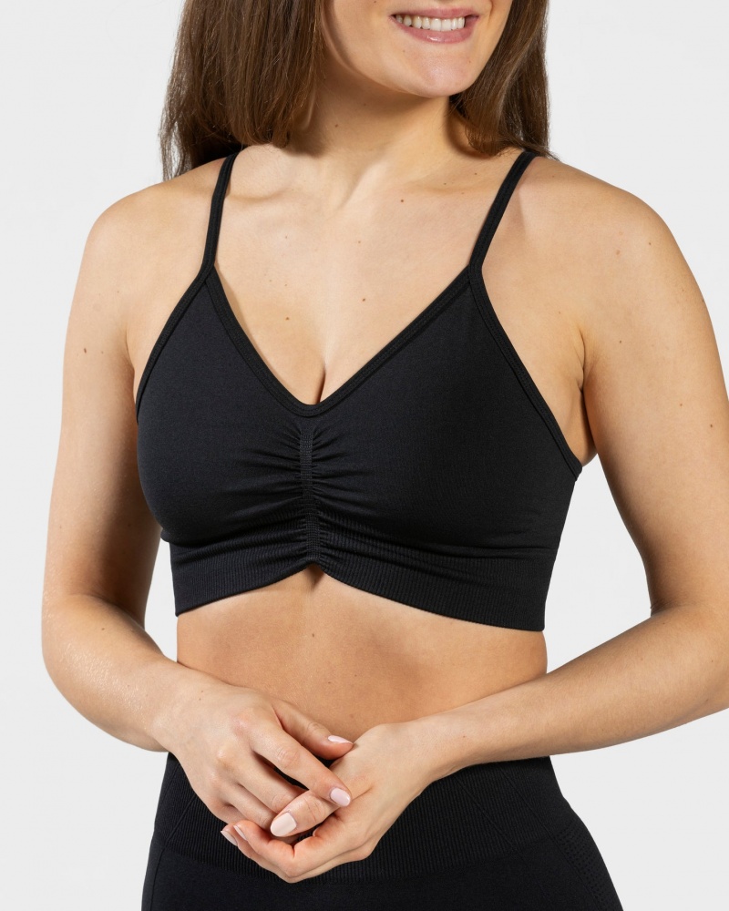 Black Teveo Focus Women's Sports Bra | UK-NXQM02145