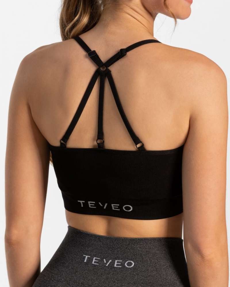 Black Teveo Intense Women's Sports Bra | UK-HDYV07826