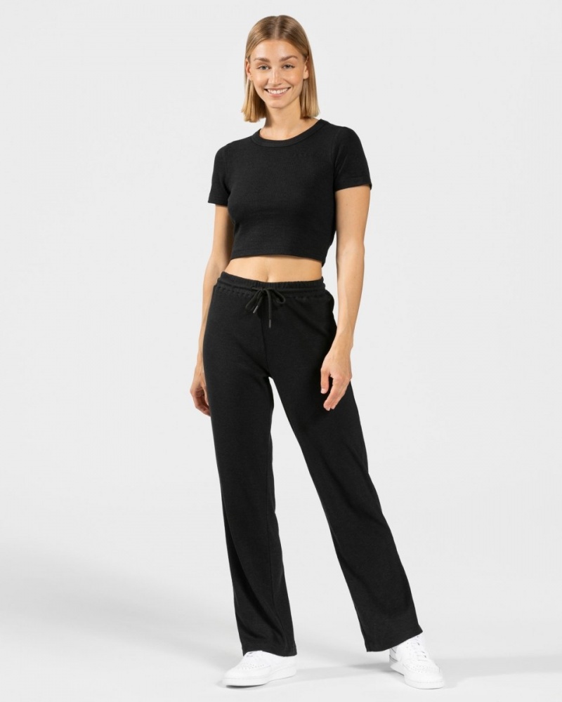 Black Teveo Lounge Pants Women's Leggings | UK-WYZS19652