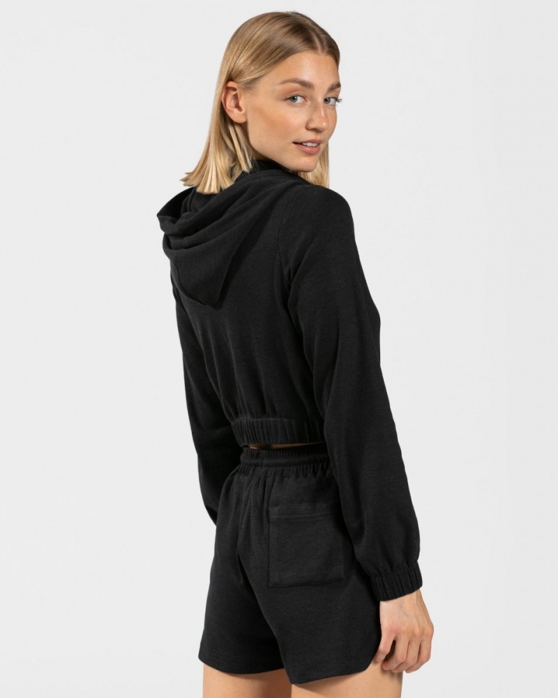 Black Teveo Lounge Zip Women's Hoodie | UK-QMNG09162