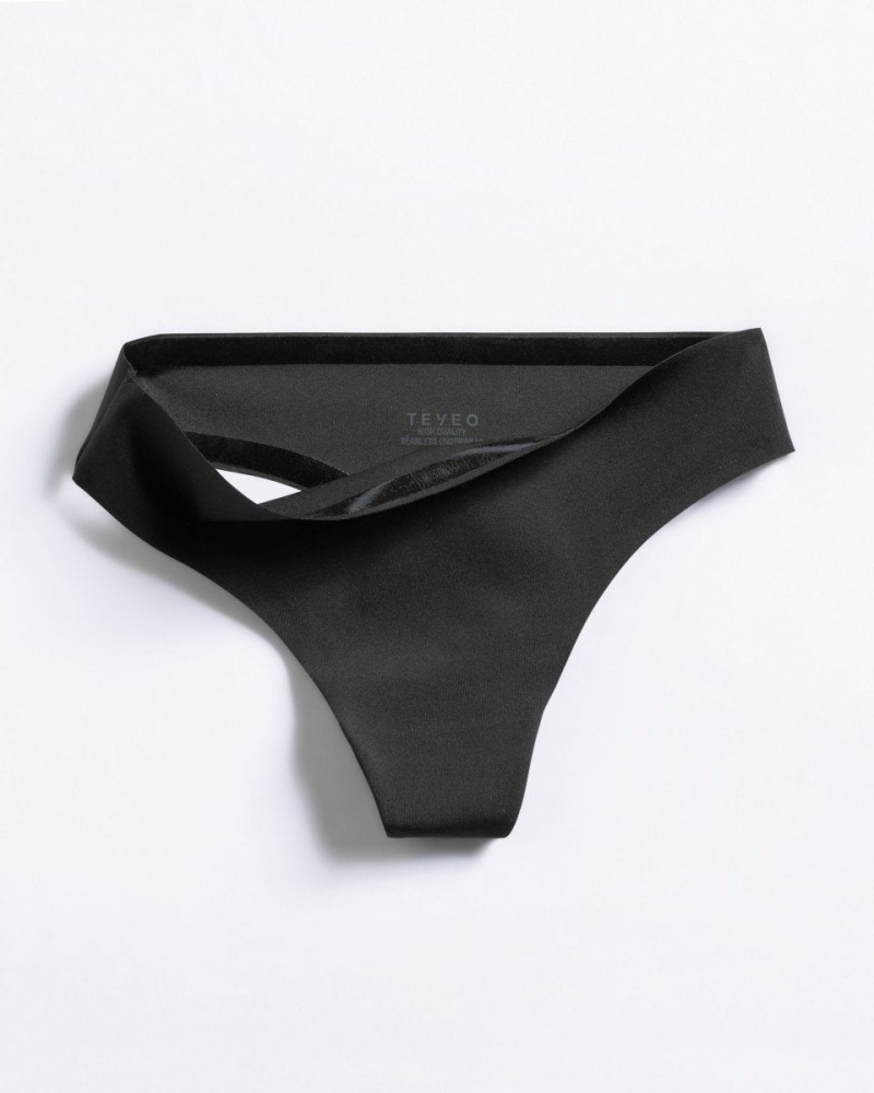 Black Teveo Seamless (2pcs) Women's Thong | UK-MKLX14836