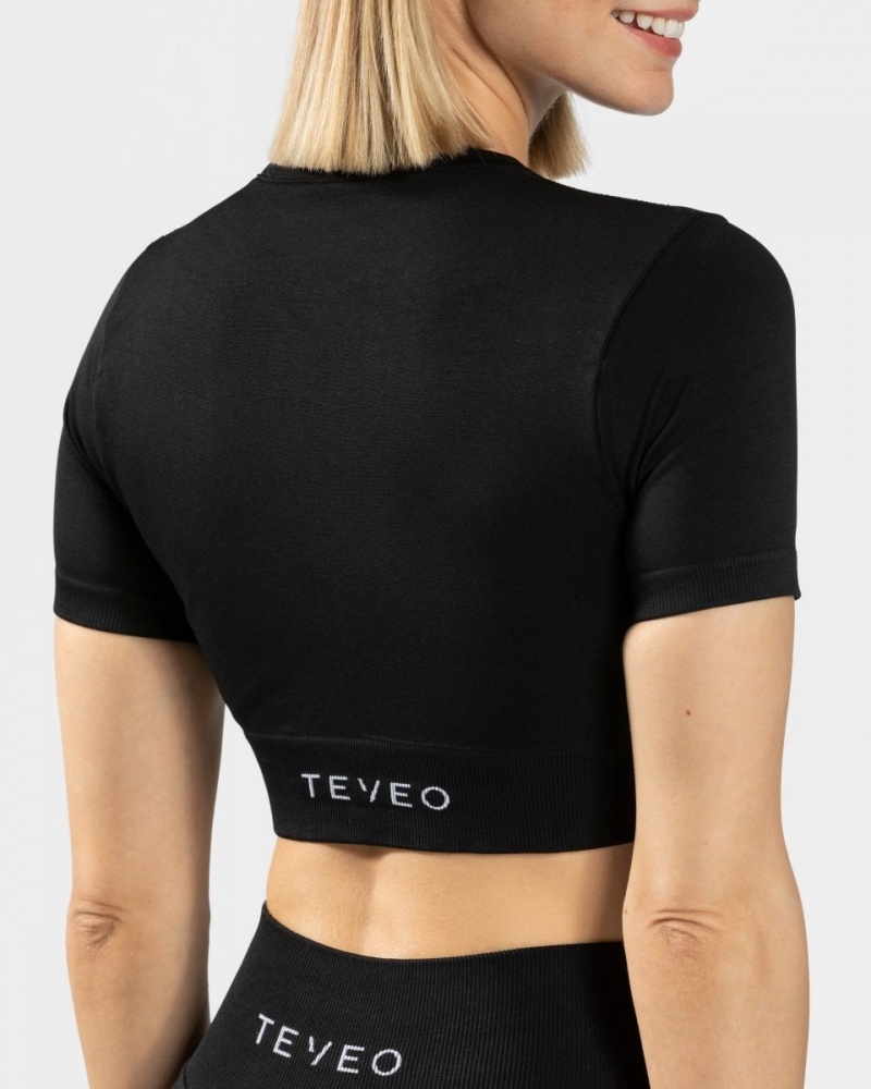 Black Teveo Sensation Crop Women's Tops | UK-VXFJ83654