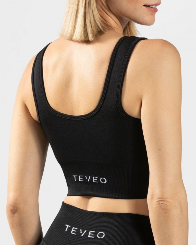 Black Teveo Sensation Women's Sports Bra | UK-BLXO46789