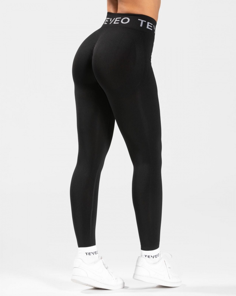 Black Teveo Signature Scrunch Women's Leggings | UK-OISU59361