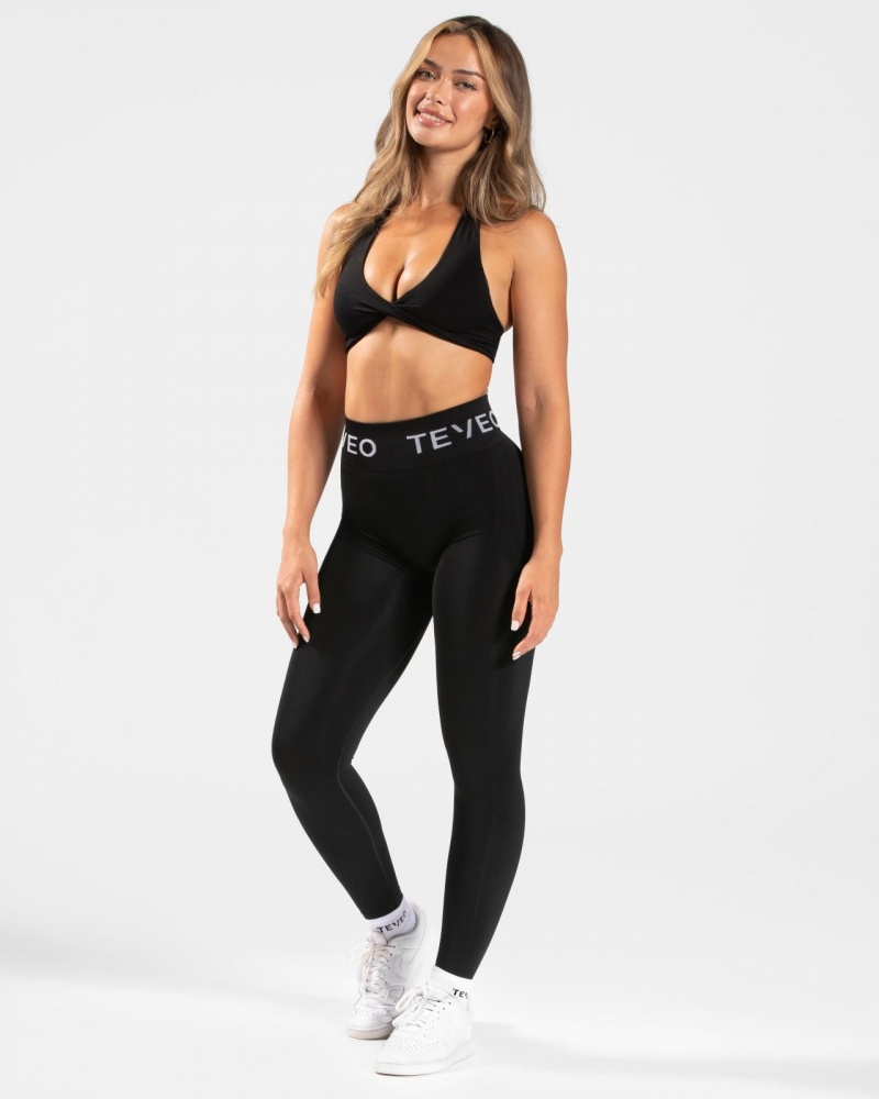 Black Teveo Signature Scrunch Women's Leggings | UK-OISU59361