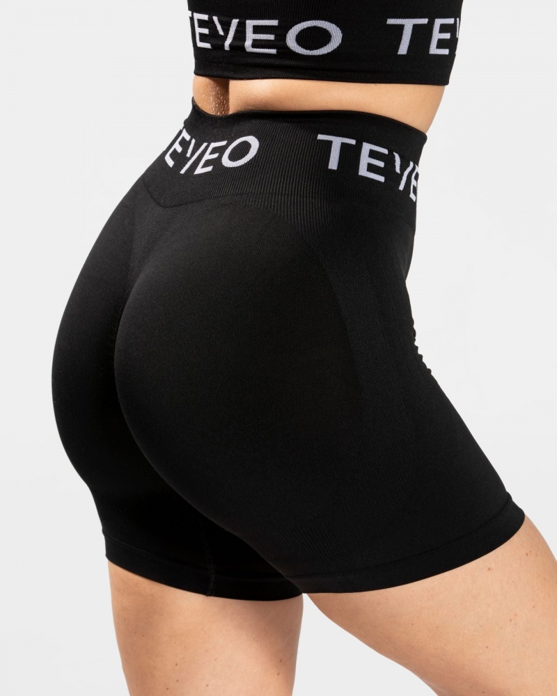 Black Teveo Signature Scrunch Women's Shorts | UK-TIWU50168