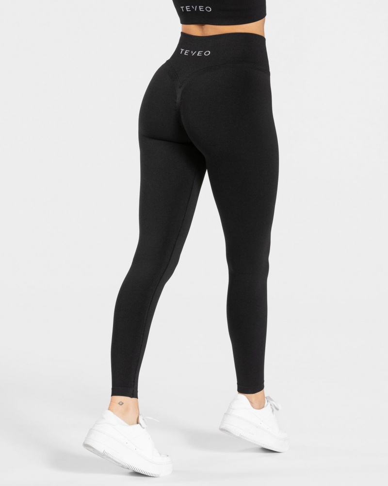 Black Teveo Statement Scrunch Women's Leggings | UK-POMX24590