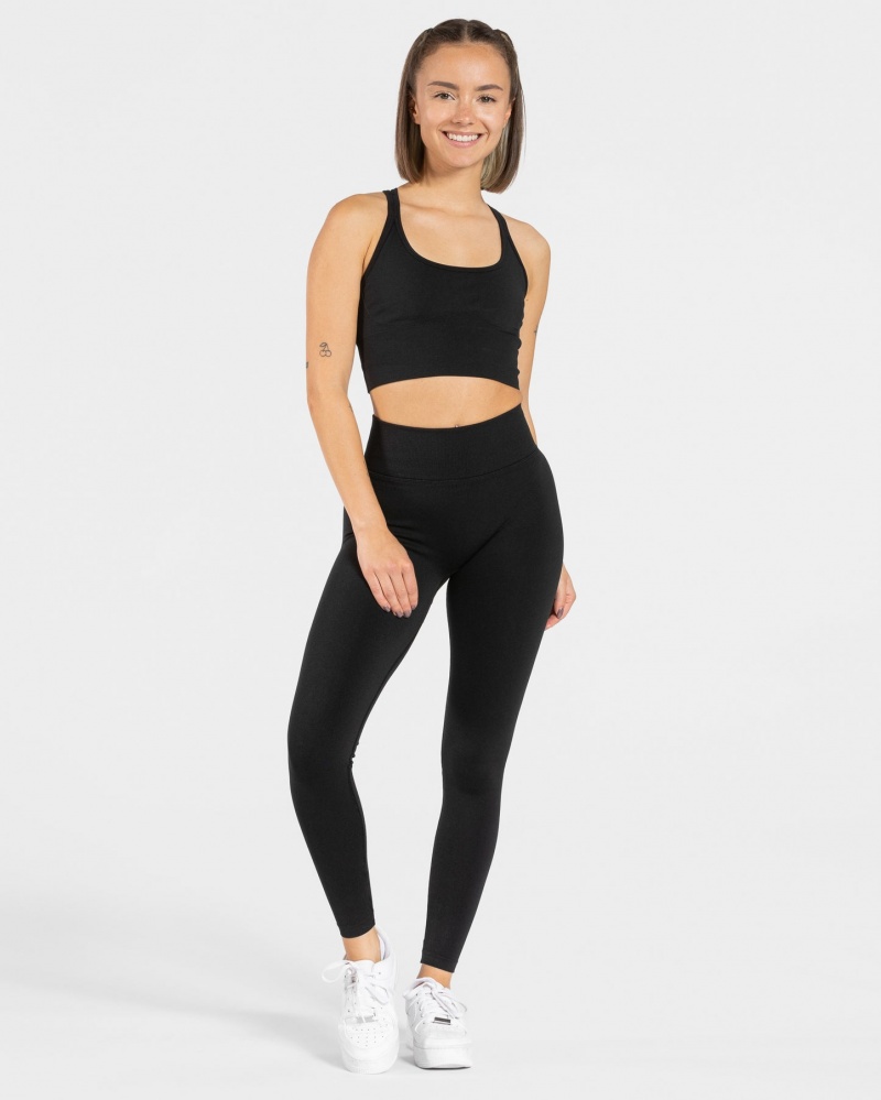 Black Teveo Statement Scrunch Women's Leggings | UK-POMX24590