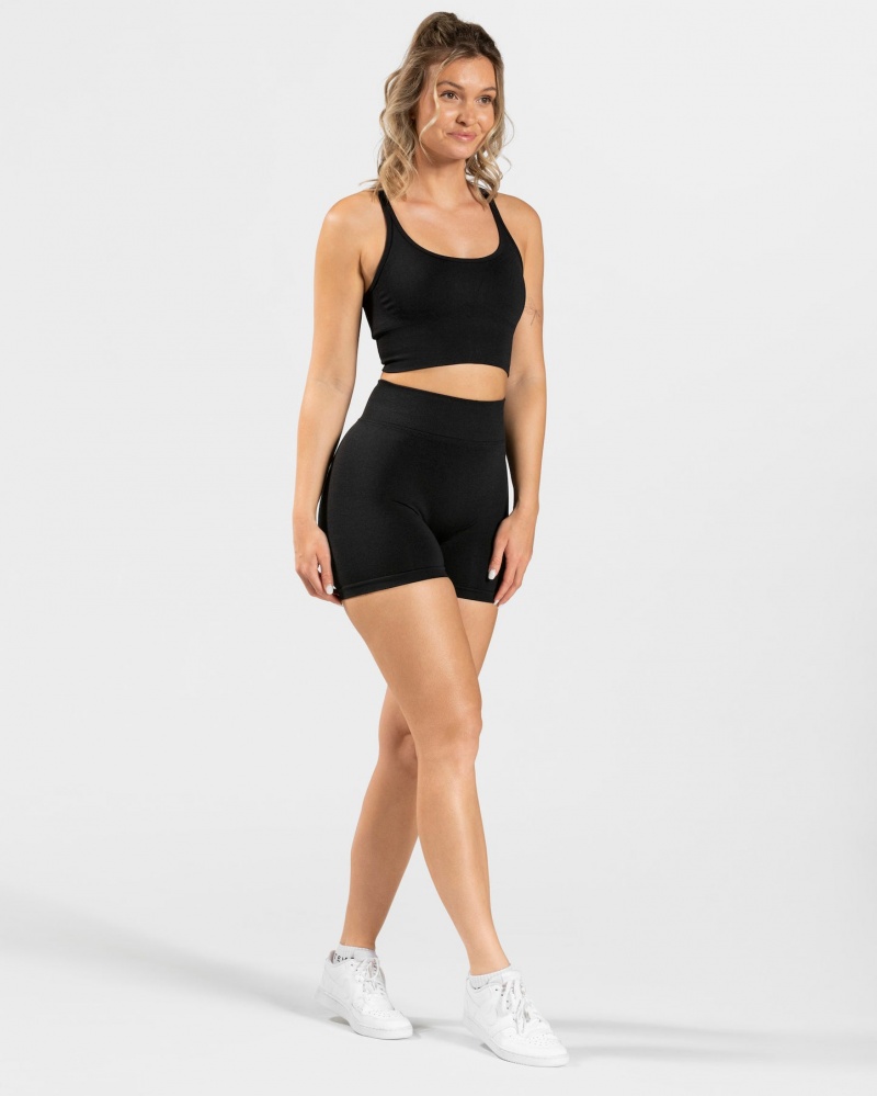 Black Teveo Statement Scrunch Women's Shorts | UK-SOGC05437