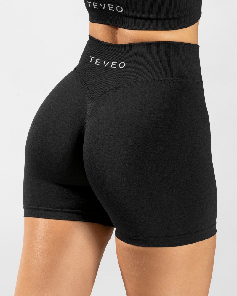 Black Teveo Statement Scrunch Women's Shorts | UK-SOGC05437