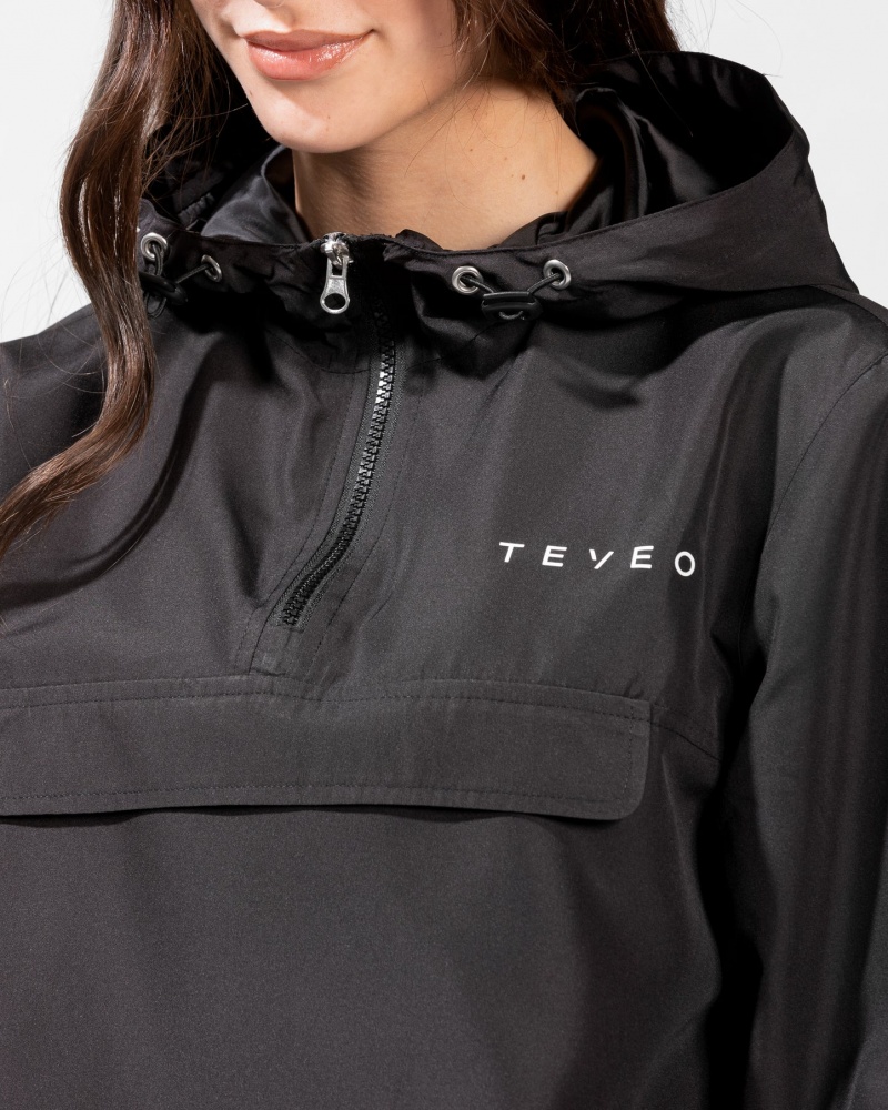 Black Teveo Statement Women's Windbreaker | UK-OXWE92506