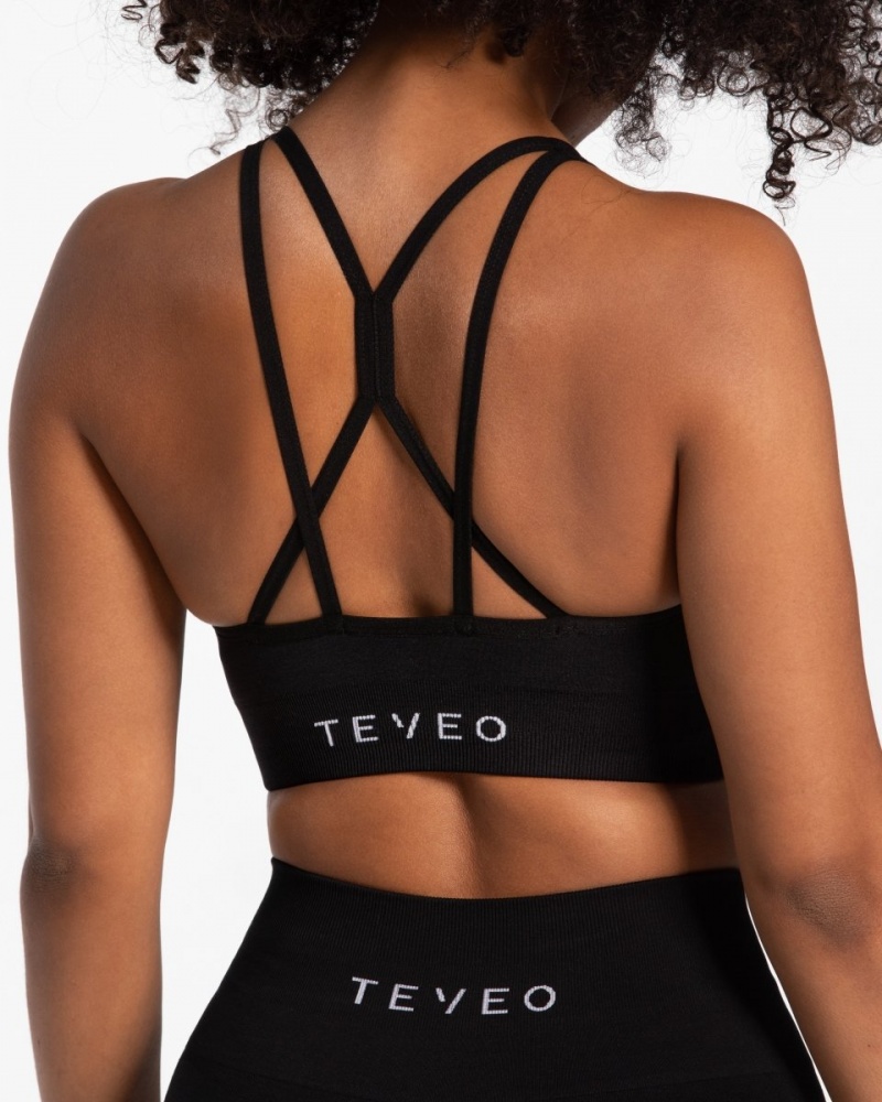 Black Teveo True Women's Sports Bra | UK-IVBN14720