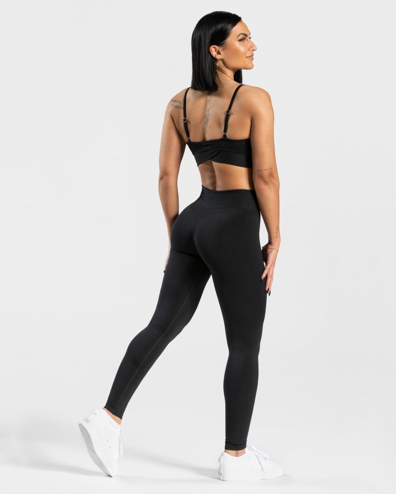 Black Teveo V-Shape Women's Leggings | UK-LVPU83657