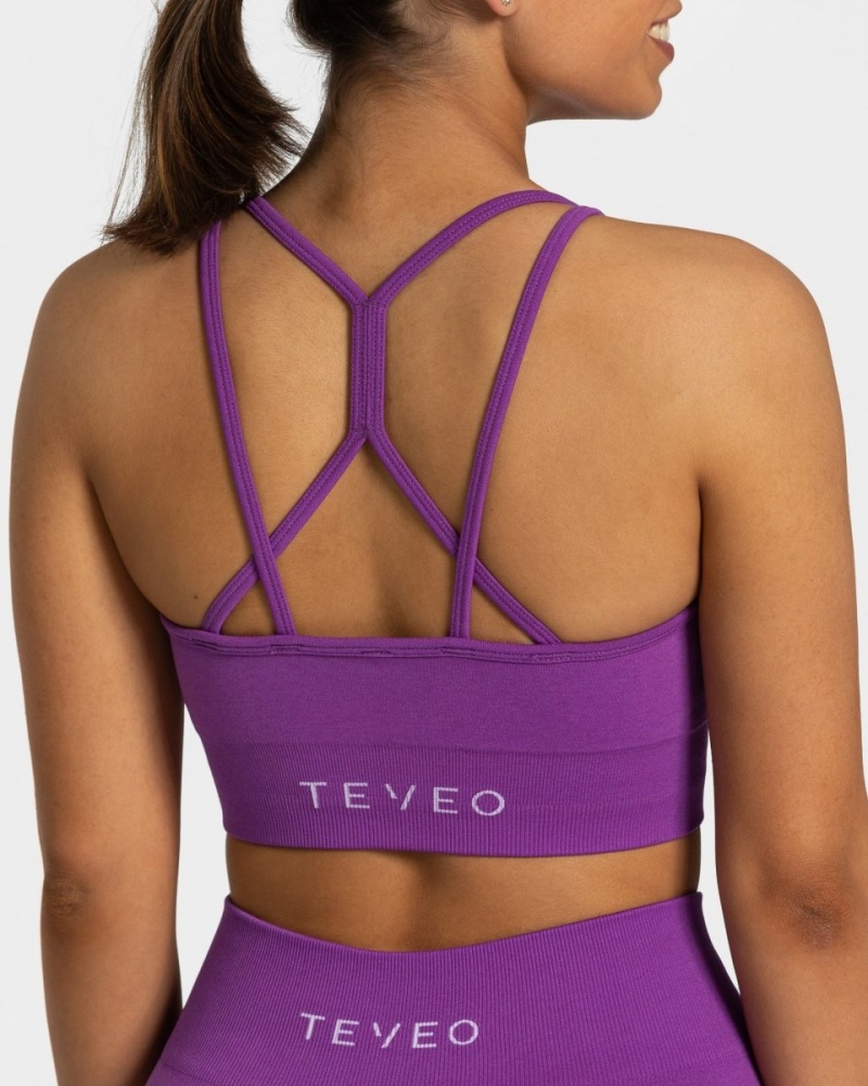 Blue Purple Teveo Timeless Scrunch Women's Sports Bra | UK-FVYH36890