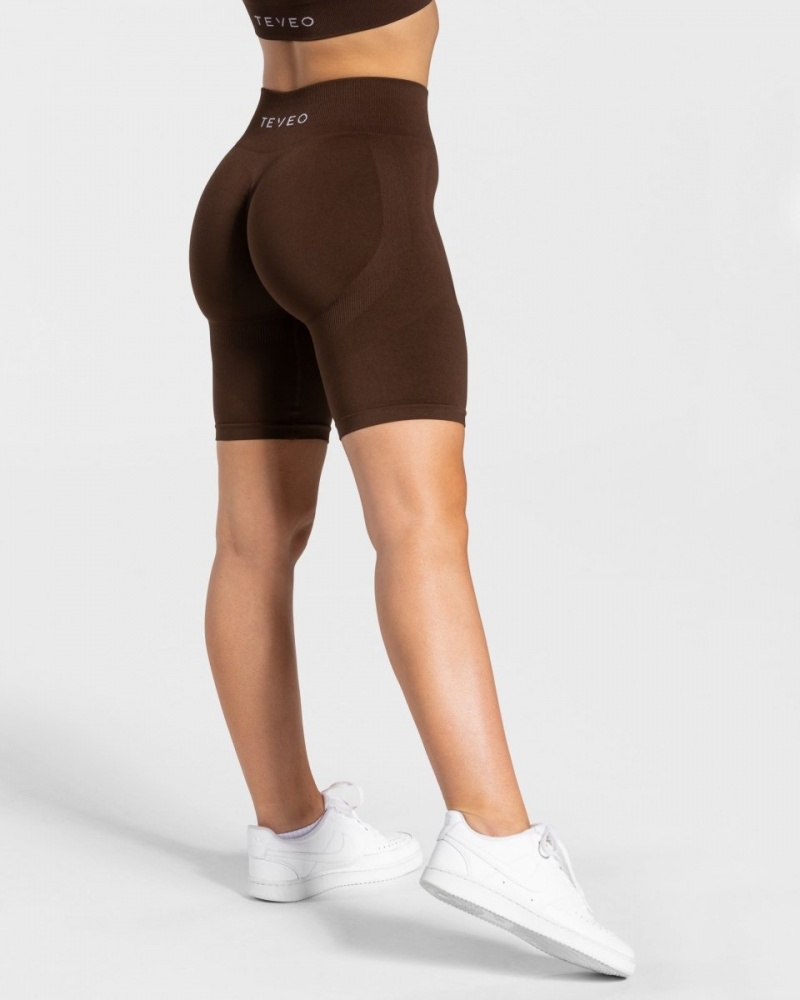 Brown Teveo Charming Scrunch Women's Shorts | UK-HQJR80657