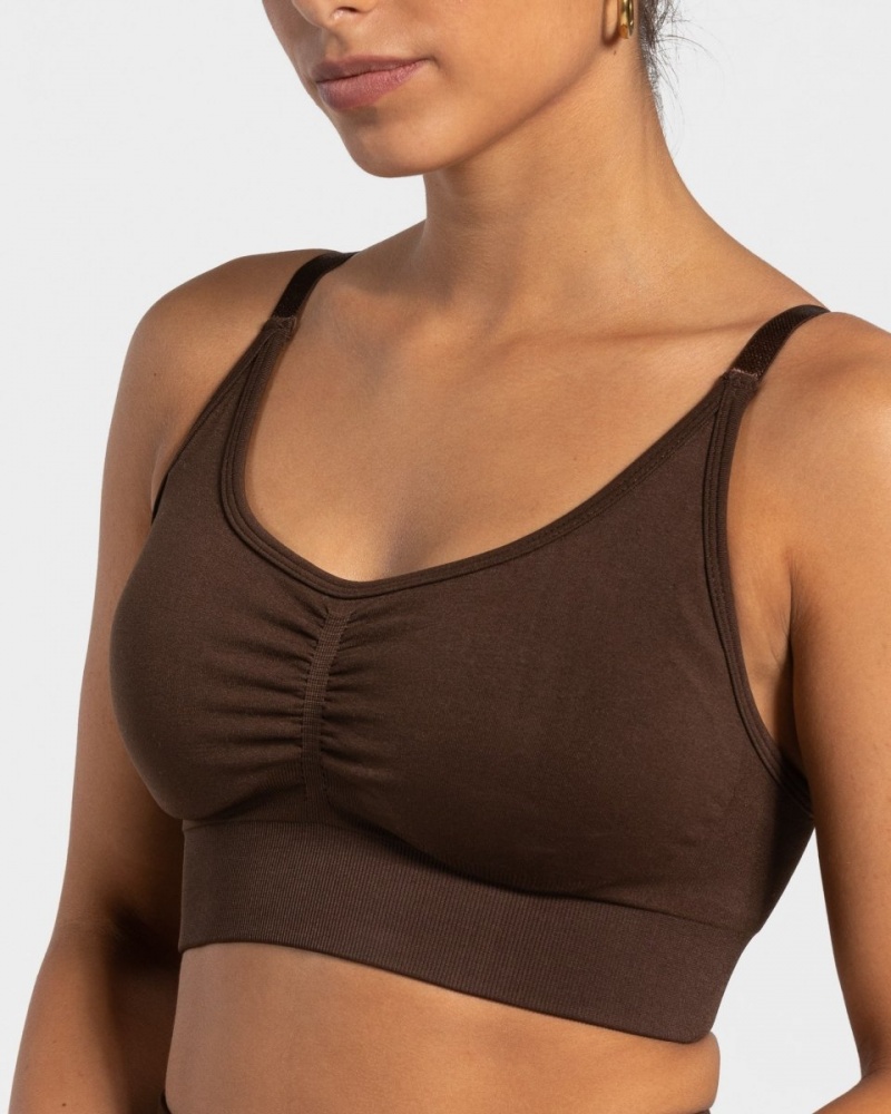 Brown Teveo Charming Scrunch Women's Sports Bra | UK-CYOJ34679