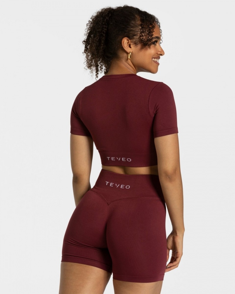 Burgundy Teveo Sensation Crop Women's Tops | UK-LWDE53629