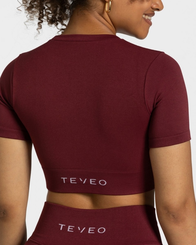 Burgundy Teveo Sensation Crop Women's Tops | UK-LWDE53629