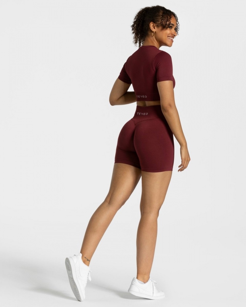 Burgundy Teveo Sensation Mini Women's Shorts | UK-FKNZ64203