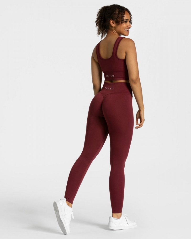 Burgundy Teveo Sensation Women's Leggings | UK-VXQF32086