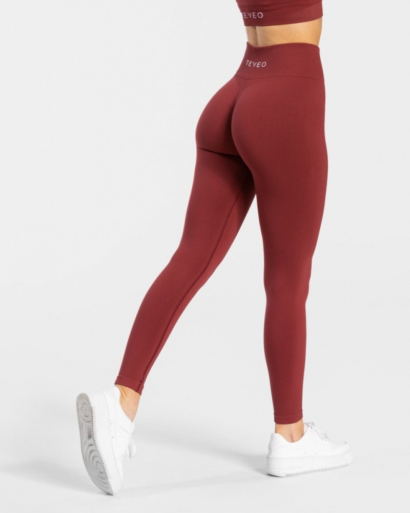 Burgundy Teveo Timeless Scrunch Women's Leggings | UK-CBPK15346