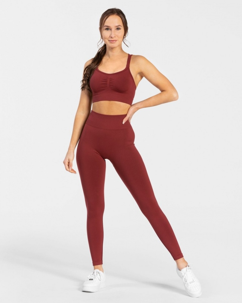 Burgundy Teveo Timeless Scrunch Women's Leggings | UK-CBPK15346