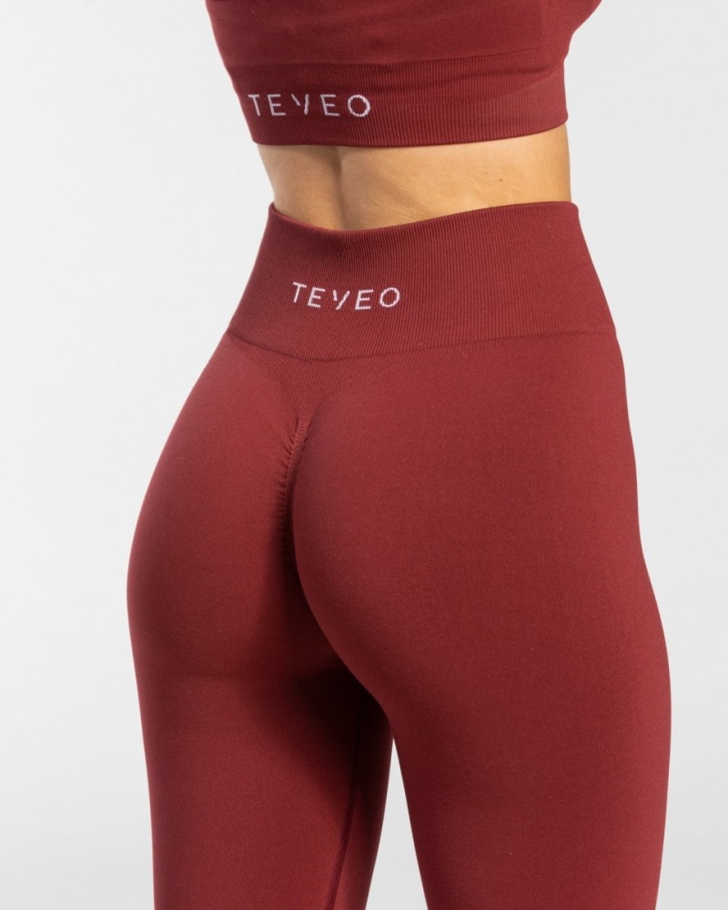 Burgundy Teveo Timeless Scrunch Women's Leggings | UK-CBPK15346