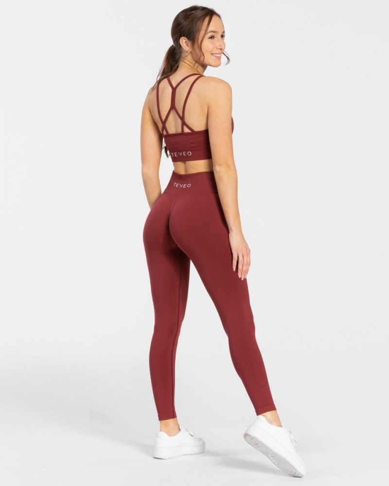 Burgundy Teveo Timeless Scrunch Women's Leggings | UK-CBPK15346