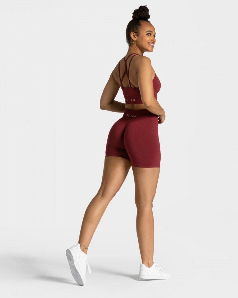 Burgundy Teveo Timeless Scrunch Women's Shorts | UK-AENY78532