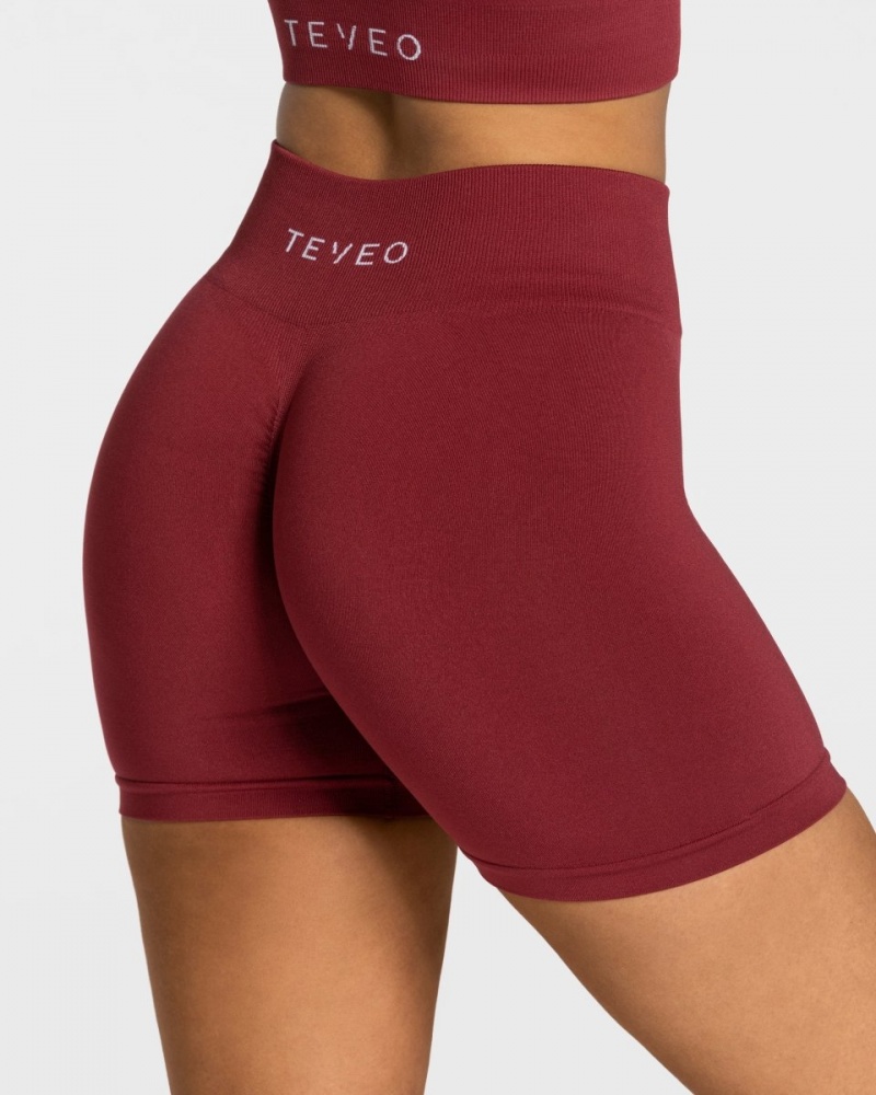 Burgundy Teveo Timeless Scrunch Women's Shorts | UK-AENY78532