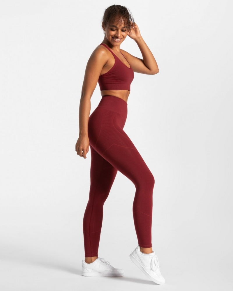 Burgundy Teveo True Women's Sports Bra | UK-SNMD15869